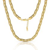 Malinsi® Ketting Dames Triplet Chain - Gold Plated RVS - Kettingen Cadeau Vrouw Goudkleurig
