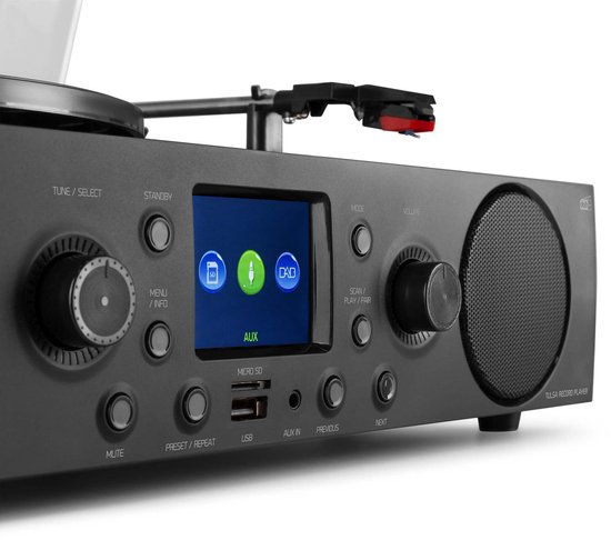 Platenspeler met DAB radio - Audizio Tulsa - Bluetooth 5.0 - DAB+ / FM