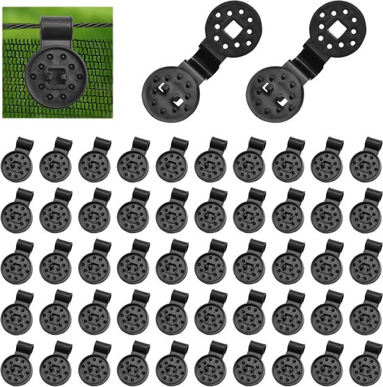 Allecto Premium - Pinces pour toile d'ombrage 50 pièces noires pour serre et jardin