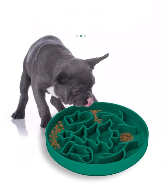 Siliconen Anti-Schrokbak voor Honden - Vertraagd Eten - Slow Feeder - Voermat Hond - groen