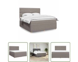 vidaXL Tweepersoons Bed - Boxspring - Boxspring met matras stof taupe 180x200 cm - Slaapcomfort - Matras - Topper