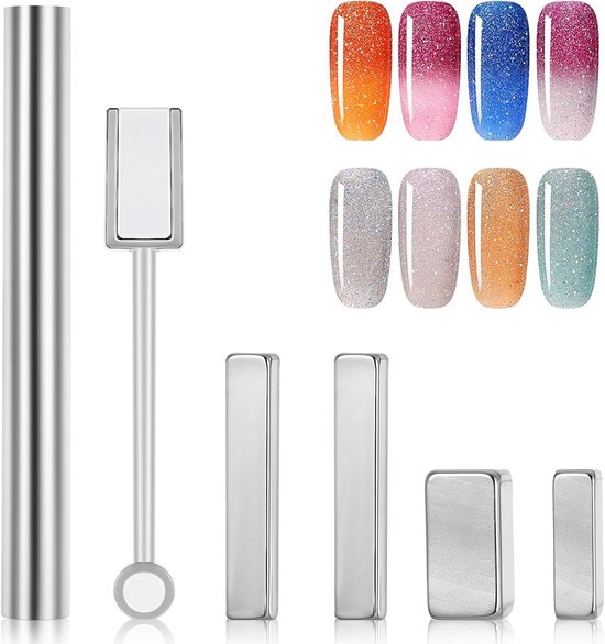 Foto: 7 stks cat eye nail magneet dubbele hoofd nail magneet stick vierkante cat eye magneet plaat multifunctionele nail manicure tool set sterke zuig magneet nail voor diy home salon studio gel polish en nail art accessoires