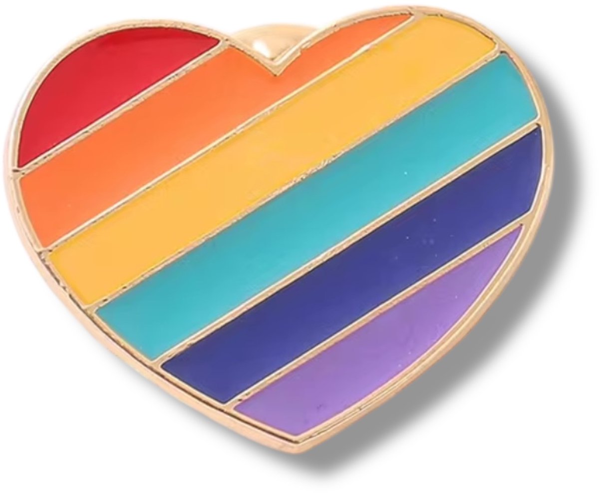 Hartvormige Regenboog Pin – Pride Pin – Hart Pin met Kleurrijke Strepen