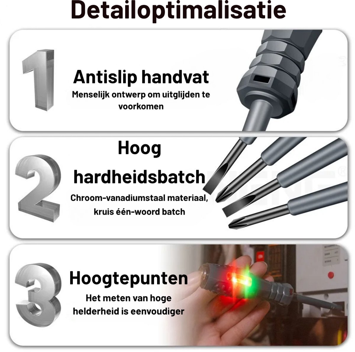 2-in-1 Sterk magnetische schroevendraaier, hoog koppel, elektriciteitsdetector, elektrische tester, puntcontact, testpen, 2 stuks
