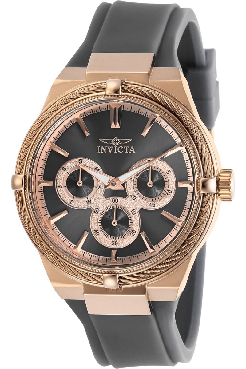 Invicta Bolt 28911 Dames Horloge - Waterdicht - Analoog - Quartz Uurwerk - Roestvrij Staal met grijze Wijzerplaat - 39mm