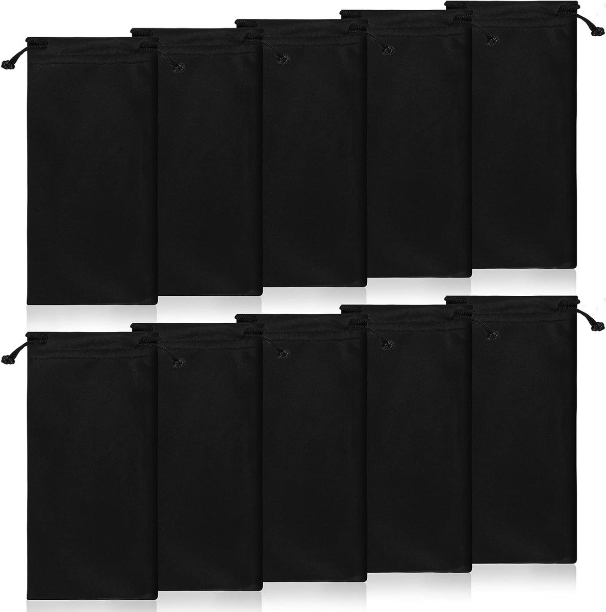Allecto Plus - Microvezel Brillenkokers Zonnebril Etui 6 stuks Brillen Zonnebril Etui Sieraden Etui Zwart 10 stuks zwart 10 stuks