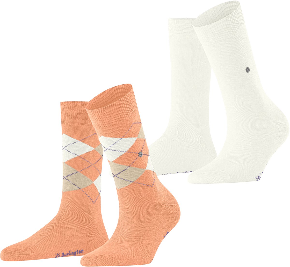 Burlington Everyday 2-Pack gedessineerd katoen multipack sokken dames orange - maat 36-41