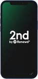 Donkerblauwe iPhone 12 met scherm waarop '2nd by Renewd' staat.