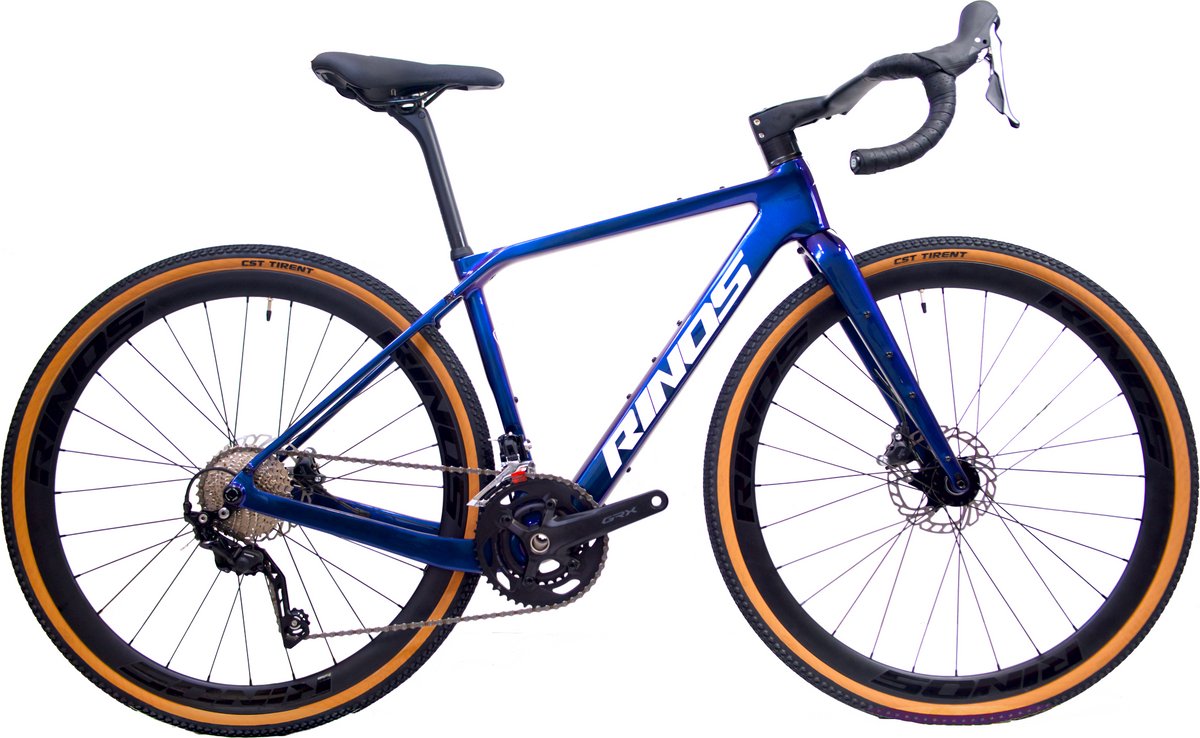 Rinos Sandman 7 - Gravel Fiets - Gravel Bike – carbonframe - GRX 820 24 versnellingen - hydraulische schijfremmen - lichtgewicht - allround fiets voor elk terrein - Kameleon - Blauw - Paars 50