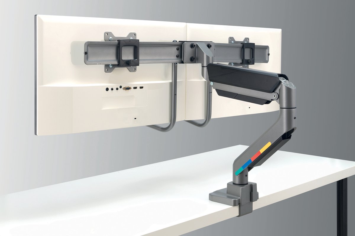 Kensington SmartFit Dubbele Monitor arm met Crossbar en Handgreep – Zwart