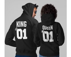 King 01 / Queen 01 hoodie (King - Maat 3XL) | Koppel Cadeau | Valentijn Cadeautje voor hem & haar