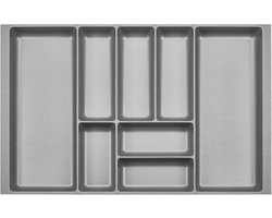 ORGA-BOX 2 Besteklade diepte: 461 x breedte: 709 mm zilvergrijs met canvas structuur voor 80 cm Nobilia lade tot 07/2012 (AUB BINNENWANDEN METEN!)