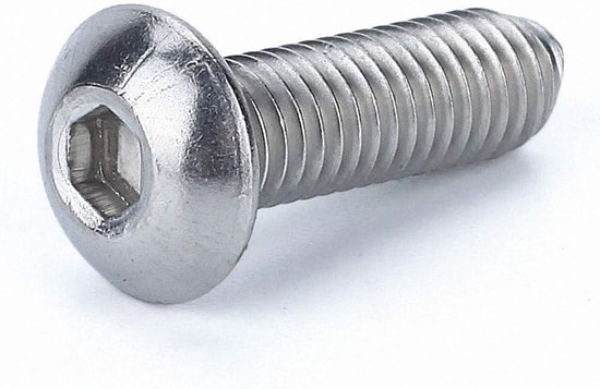 Tooloflife Bolkopschroeven – Inbus – A2 / 304 Roestvrij Staal – Volledige Draad – M3, M4, M5, M6, M8, M10 – Koepelkop – Voor Metaalbewerking En DIY – Corrosiebestendig