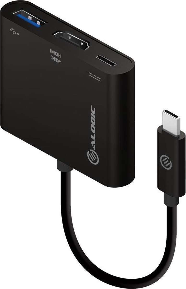 Alogic Adapter USB-C to HDMI/USB3.0/USB-C 4K 10cm schwarz