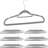 Relaxdays 60 x kledinghangers fluweel set - kleerhanger - kledinghanger - antislip grijs