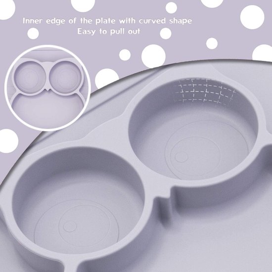 Mettez des assiettes à compartiments - Planche Bébé en silicone / Set de table antidérapant pour Kids avec ventouses - Entraînement à l'auto-alimentation