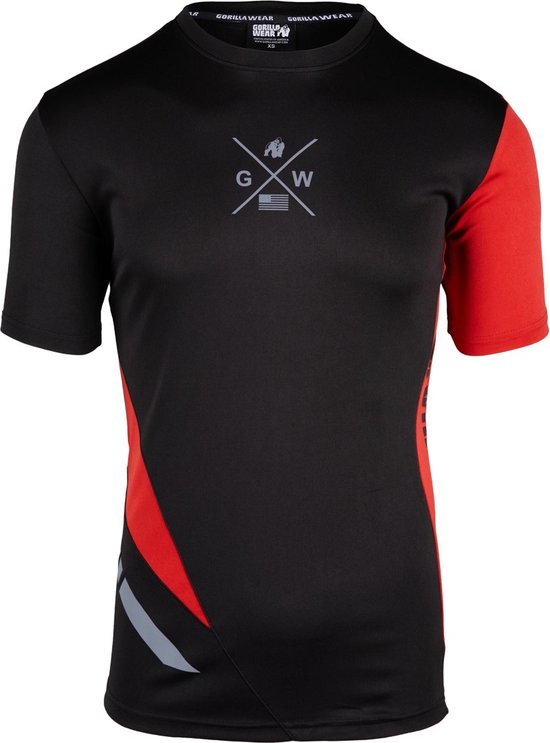 T-shirt Gorilla Wear Hornell - Unisexe - Zwart/ Rouge - XS