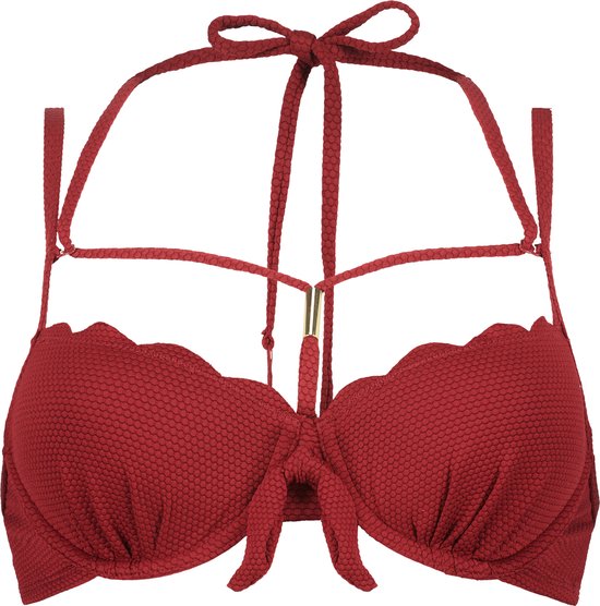 Hunkemöller Dames Badmode Voorgevormde beugel bikinitop Scallop - Rood - maat G70