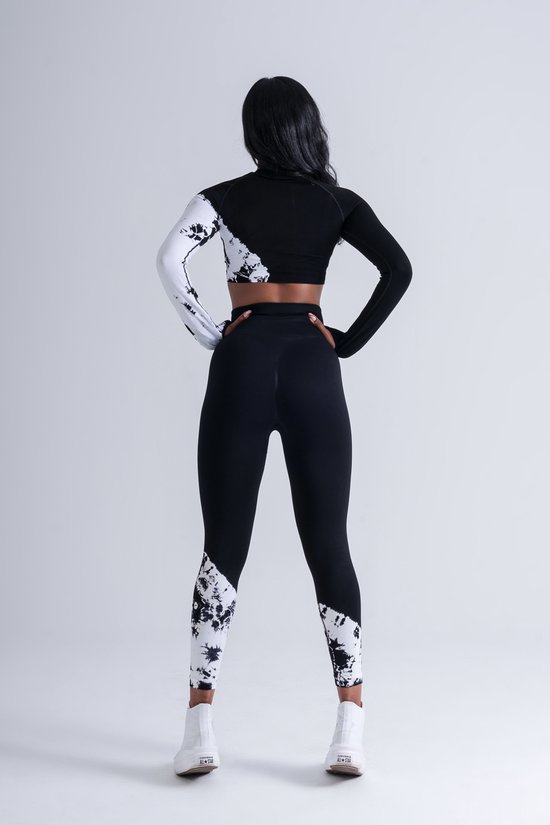 Mives® Sportlegging en Top - Yoga - Fitness set - Scrunch Butt - Dames Legging - Sportkleding - Fashion legging - Broeken - Gym Sports - Legging Fitness Wear - High Waist - ZWART BATIK - maat S - LANGEMOUW van Merkloos — afbeelding 3