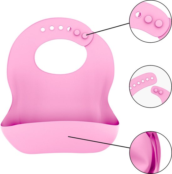 Intirilife slabbetje in ROSA gemaakt van siliconen met lekbakje BPA-vrij en vaatwasmachinebestendig gemakkelijk schoon te maken van INTIRILIFE — afbeelding 2