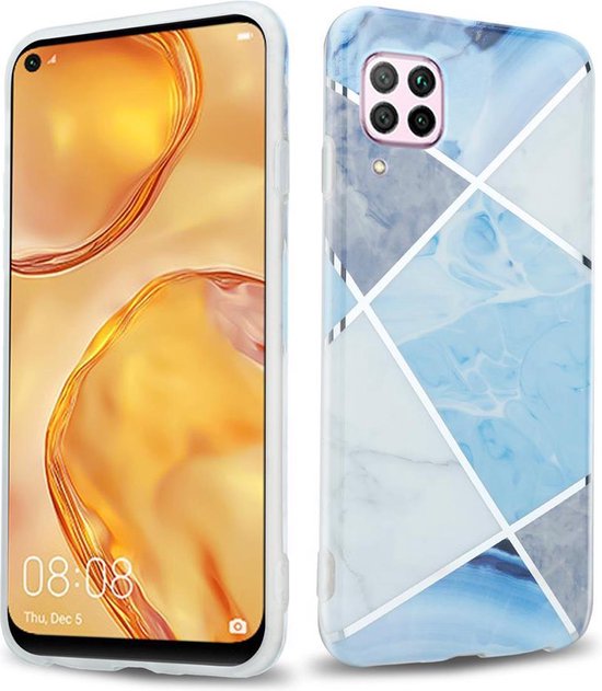 Cadorabo Cover Per Huawei Nova 6 SE / P40 Lite / Nova 7i - Rosa E Blu - Custodia Bicolore TPU + Retro In Vetro Temperato