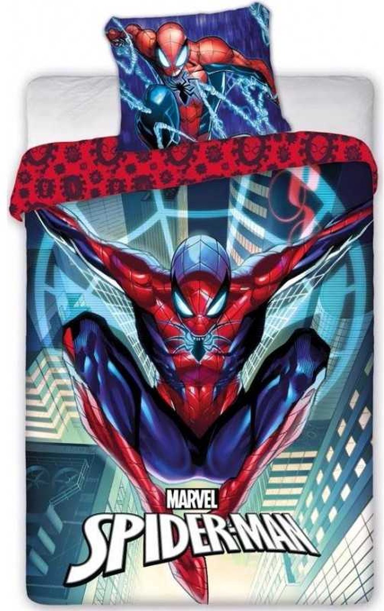 Spiderman Dubbelzijdig Dekbed Fly - Eenpersoons - 140 x 200 cm - Marvel Spider-Man Dekbedovertrek