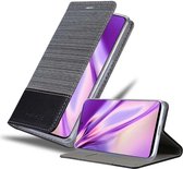 Cadorabo Hoesje voor Samsung Galaxy A51 4G / M40s in GRIJS ZWART - Beschermhoes met magnetische sluiting, standfunctie en kaartvakje Book Case Cover Etui