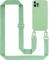 Cadorabo Mobiele telefoon ketting geschikt voor Apple iPhone 12 / 12 PRO in LIQUID LICHT GROEN - Silicone beschermhoes met lengte verstelbare koord riem