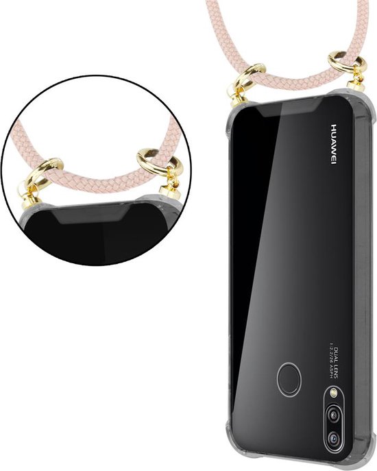 Chaîne de téléphone portable Cadorabo pour Huawei P20 LITE 2018 / NOVA 3E en OR ROSE NACRÉ - Étui de protection en silicone avec anneaux dorés, dragonne et pochette amovible