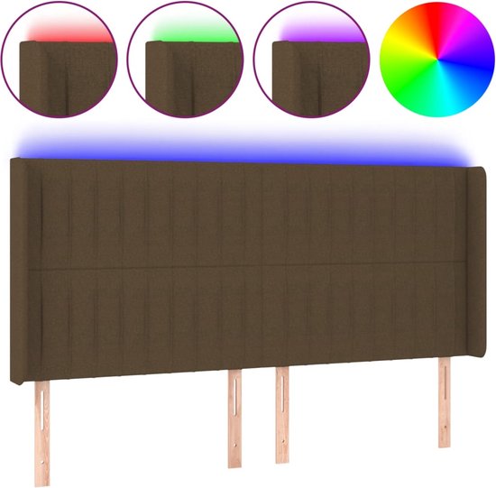 vidaXL-Hoofdbord-LED-183x16x118/128-cm-stof-donkerbruin