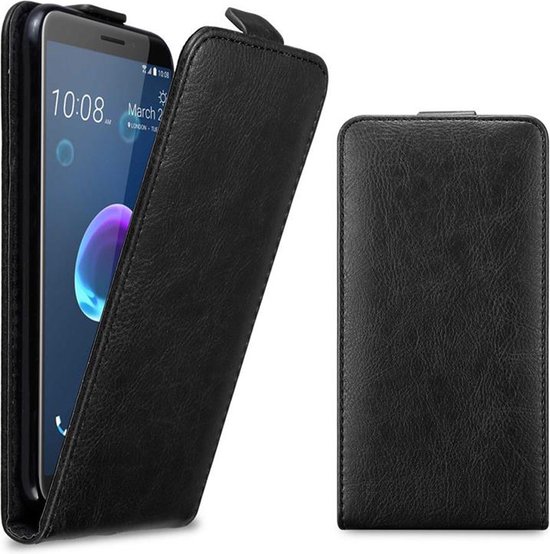 Coque Cadorabo pour HTC Desire 12 en NOIR NOIR - Coque de protection au design rabattable avec fermeture magnétique