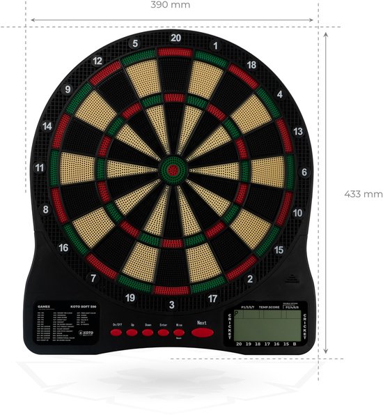 KOTO Soft 590, Elektronisch Dartbord, Dartbord met Softtip Darts, E-Darts Multiplayer, 32 spellen en meer dan 590 variaties, Professioneel Elektronisch Dartspel, DartSet. van KOTO — afbeelding 2