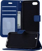 Hoesje Geschikt voor iPhone SE 2020 Hoesje Book Case Hoes Wallet Cover - Hoes Geschikt voor iPhone SE (2020) Hoesje Bookcase Hoes - Donkerblauw