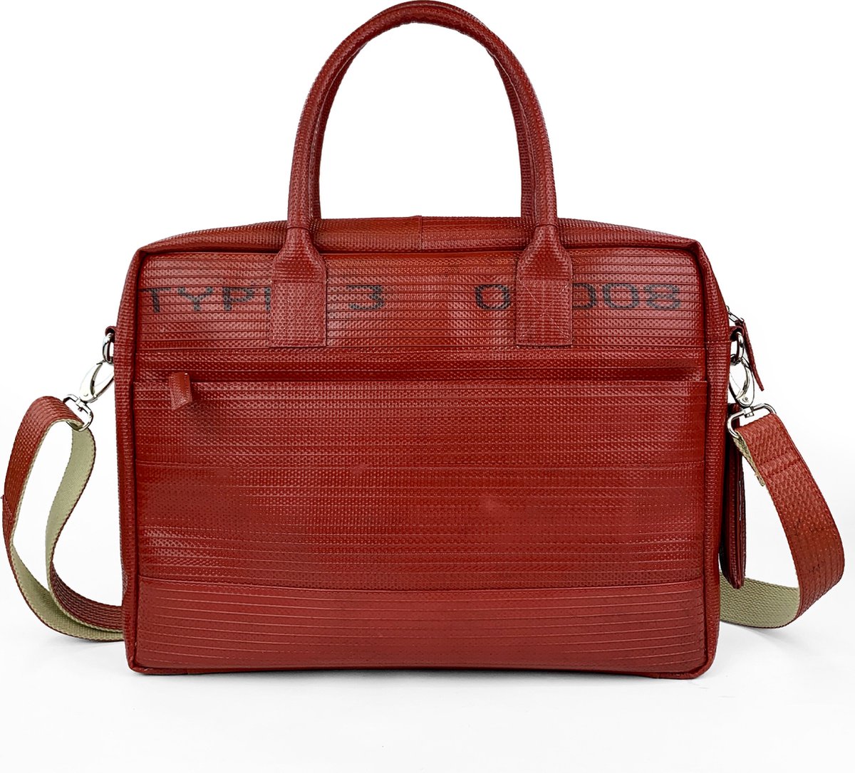 Remade Industry - laptoptas - brandslang - rood - recycled - 15.6 inch