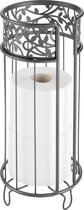mDesign Toiletpapierhouder vrijstaand – moderne papierrolhouder voor badkamer – toiletpapierhouder met houder voor 3 grote reserverollen – grijs