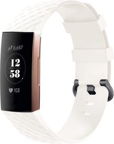 iMoshion Bandje Geschikt voor Fitbit Charge 3 / 4 - iMoshion Siliconen band zwarte gesp met design - Wit