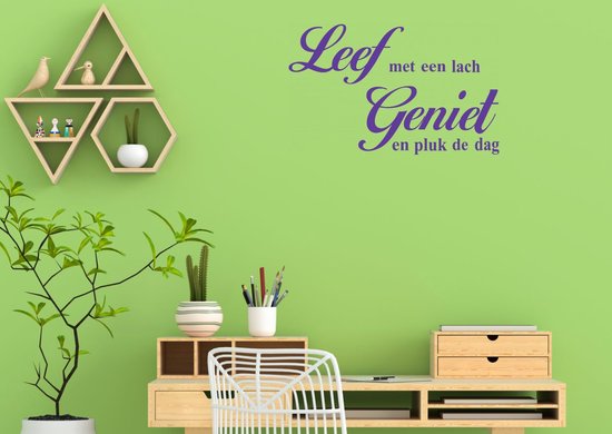 Stickerheld - Muursticker Leef met een lach geniet en pluk de dag