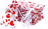 Fako Bijoux® - Sachets Organza - 8x10cm - Coeur Métal Rouge - Saint Valentin - 20 Pièces
