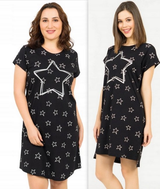 Vienetta | zwarte slipdres met sterren | maten: S- 3xl | katoen | L
