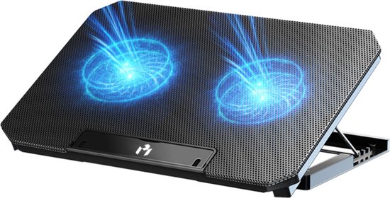 Foto: Laptop cooler en standaard cooling pad 10 tot 17 laptop verhoger en koeler 2 krachtige ventilatoren 2 extra usb poorten