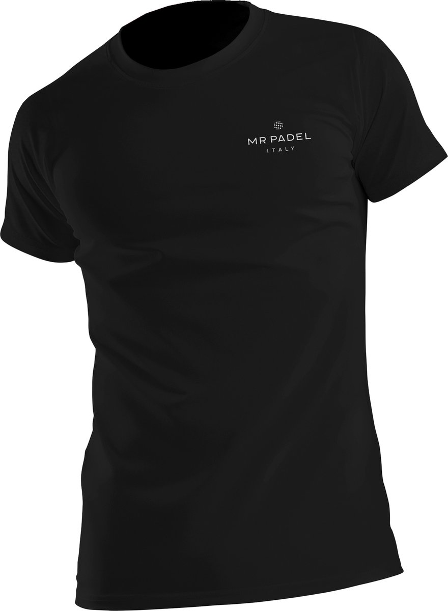 Padelshirt Regular Fit Zwart - Maat S