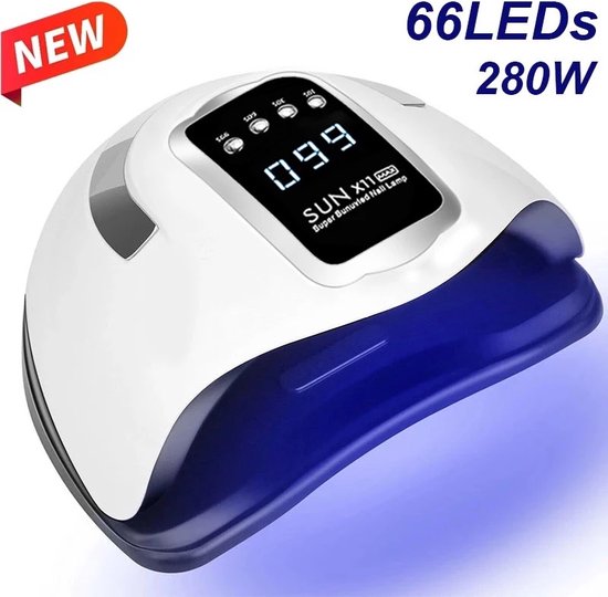 2022 Nageldroger - 280W/66 LEDs - Nagellamp - Nieuw Nageldroger - X11 Wit/Zwart - Manicure/Pedicure Handen en Voeten - Gellak - Gelnagels - Acrylnagels - Top Coat - Matte Top coat - Led nagellamp - Uv nagellamp - Nagels - Nagellak droger - Tafellamp