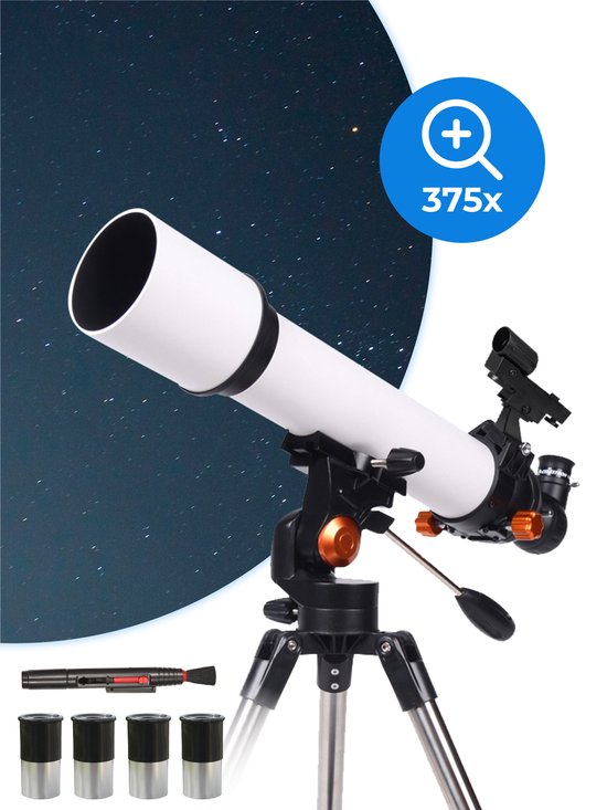 Nuvance - Telescoop - 375x Vergroting - Sterrenkijker Volwassenen / Kinderen - Inclusief Statief en Draagtas - Astronomie en Sterrenkunde - Nachtkijker