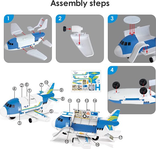 Speelgoed vanaf 3 jaar jongen-speelset -9 in 1 transportvliegtuig -auto vliegtuigmodel speelgoed - kinderen Mini Voertuigen Set - educatief speelgoed voor jongens meisjes - Merkloos