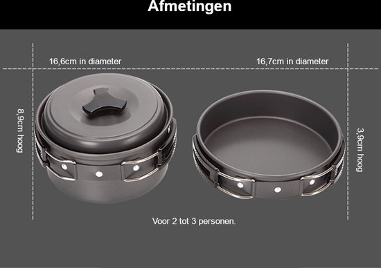 Hikr® Camping Pannenset - Premium complete 22-delige kookset - Lichtgewicht - Kookgerei servies - Outdoor - BPA-vrij - Keukengerei set van HI — afbeelding 4
