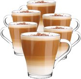 Koffieglas - Theeglazen – Cappuccino glazen - Latte Macchiato Glazen - 270ML - Set Van 6