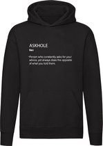 Askhole Hoodie | Asshole | Vragen | Vraag | Advies | Eigenwijs | Woordspeling | Taal | Engels | Trui | Unisex