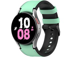 By Qubix - leer + siliconen bandje 20mm - Geschikt voor Samsung Galaxy Watch 7 (40 & 44mm) / Galaxy Watch FE / Galaxy Watch 6 / Galaxy Watch 6 Pro / Galaxy Watch 5 / 5 Pro / Galaxy Watch 4 / 4 Classic - Maat: small - Groen