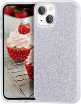 Backcover Geschikt voor Apple iPhone 14 - Zilver - Glitters - Soft TPU Hoesje