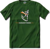 Marathon | Hardlopen - Rennen - Sporten - T-Shirt - Unisex - Bottle Groen - Maat L